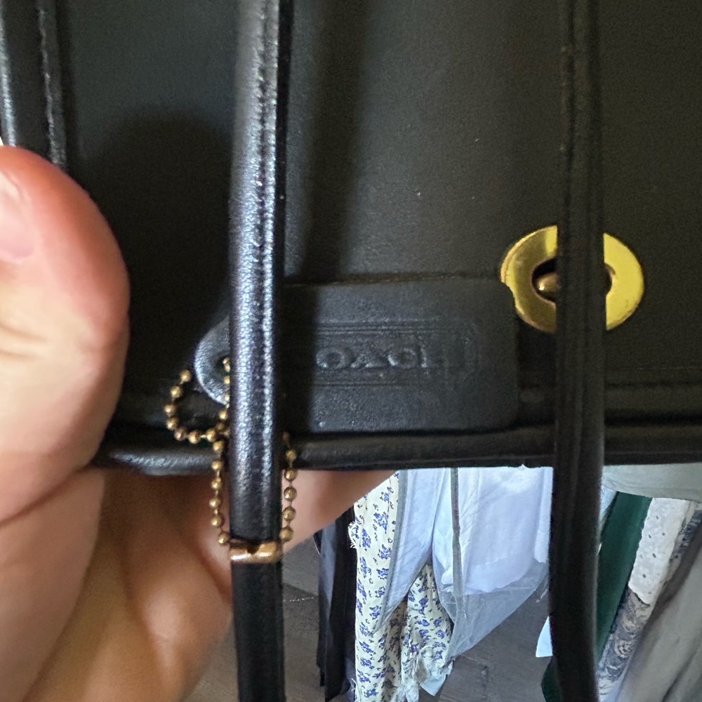 Coach Black Leather crossbody with Gold Accents